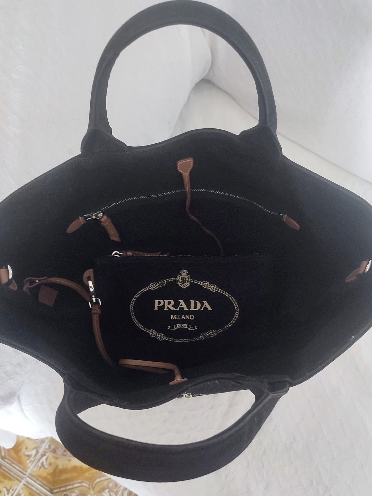 Prada Shopper Canvas con Pochette