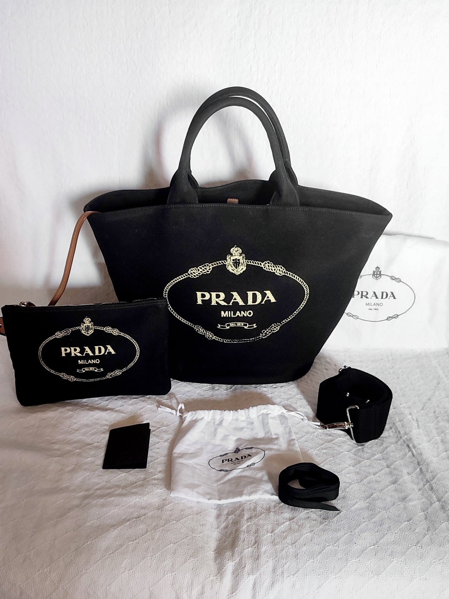 Prada Shopper Canvas con Pochette