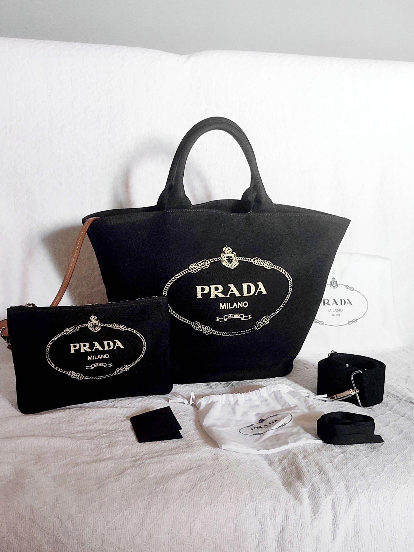 Prada Shopper Canvas con Pochette