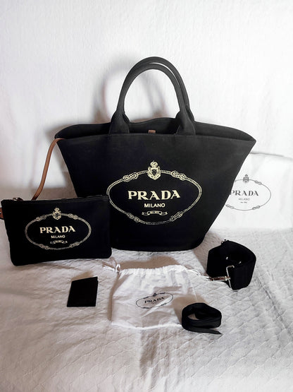 Prada Shopper Canvas con Pochette