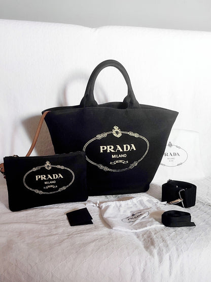 Prada Shopper Canvas con Pochette