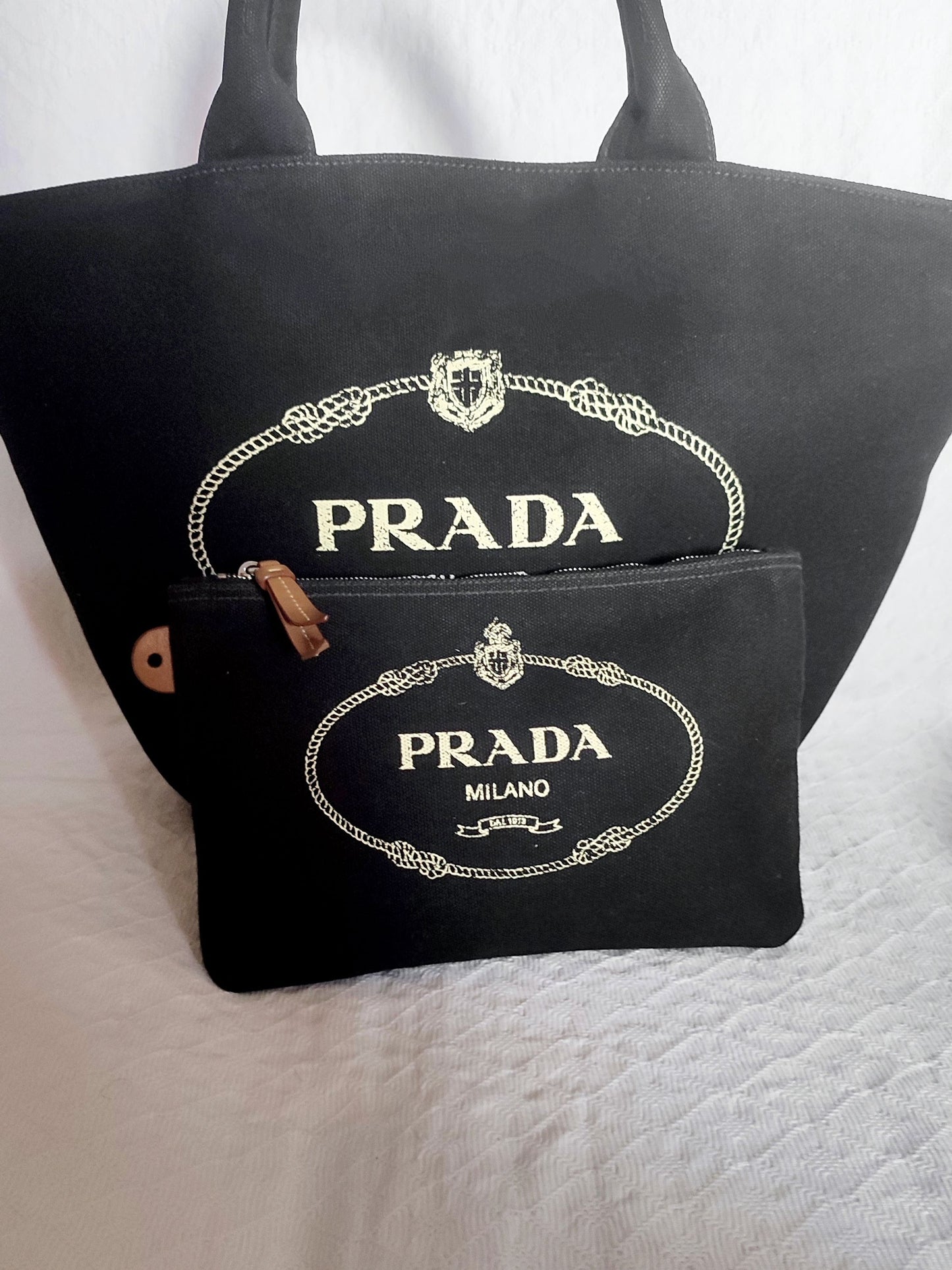 Prada Shopper Canvas con Pochette